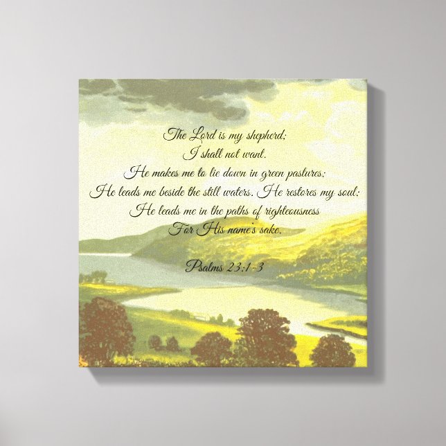 The Lord is my Shepard Stretched Canvas Print (Front)