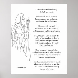 The Lord is my Shepherd 23rd Psalm Bible Scripture Poster