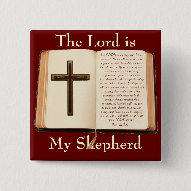 The LORD is My Shepherd 2 Inch Square Button (Front)