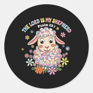 The Lord Is My Shepherd Easter Christian Faith Bib Classic Round Sticker