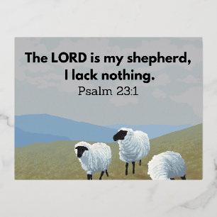 The LORD is my shepherd Foil Holiday Post Card