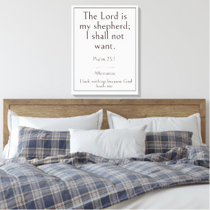 The Lord is my shepherd, Psalm 23:1 Bible Verse Canvas Print