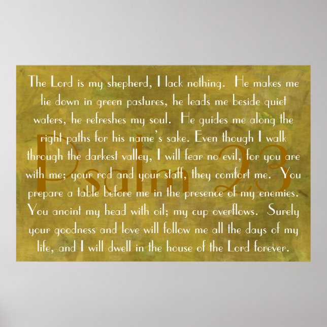 The Lord is my shepherd Psalm 23 prayer Poster (Front)