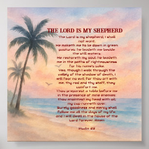 The Lord Is My Shepherd Psalm 23 Sunset Beach  Poster