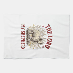 The Lord Is My Shepherd Vintage Sheep Shirt Design Kitchen Towel