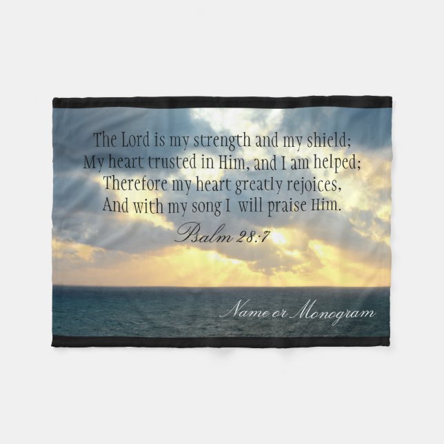 The Lord is My Strength Psalm Christian Bible Fleece Blanket (Front (Horizontal))