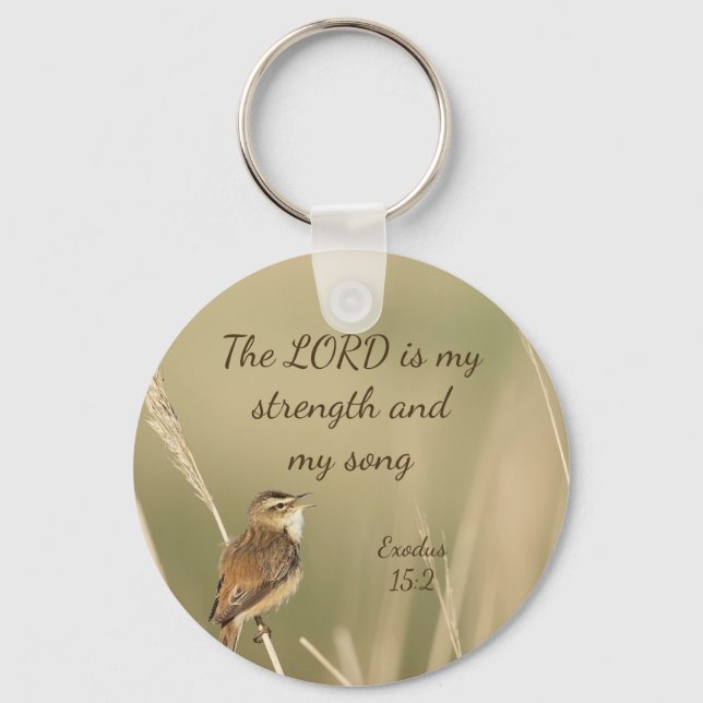 The Lord is My Strength & Song Inspirational Bible Keychain (Front)
