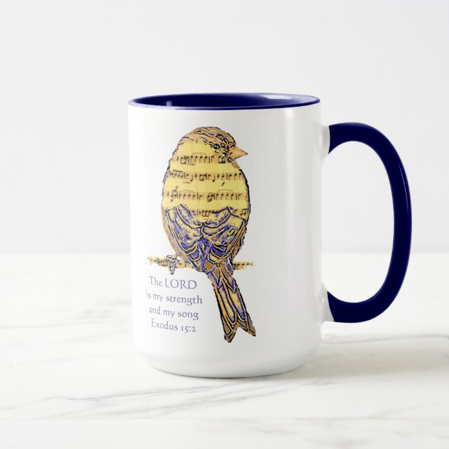 The Lord is my Strength & Song Scripture Bird Mug (Right)