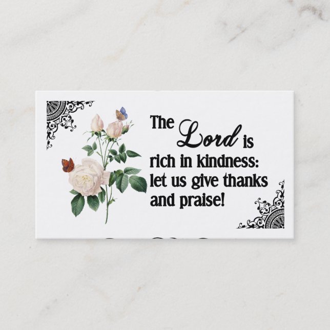 The Lord Is Rich In Kindness Custom Business Card (Front)