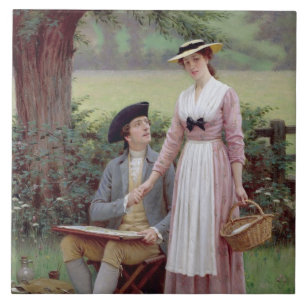 The Lord of Burleigh, Tennyson, 1919 (oil on canva Tile