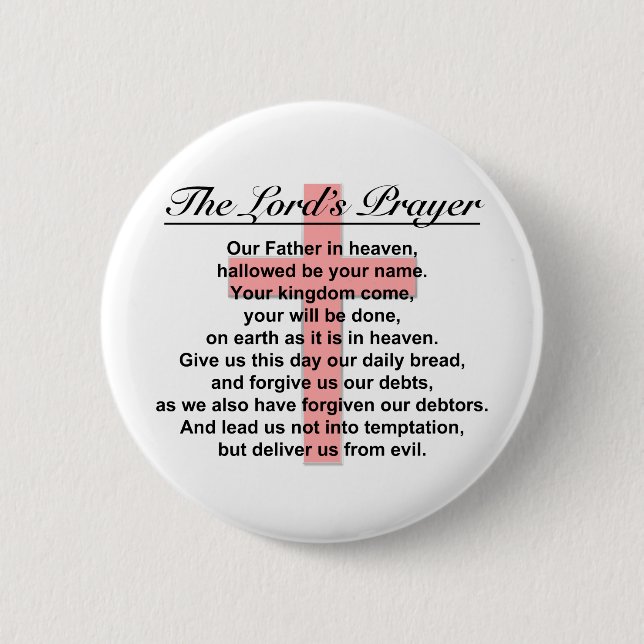 The Lord's Prayer 2 Inch Round Button (Front)