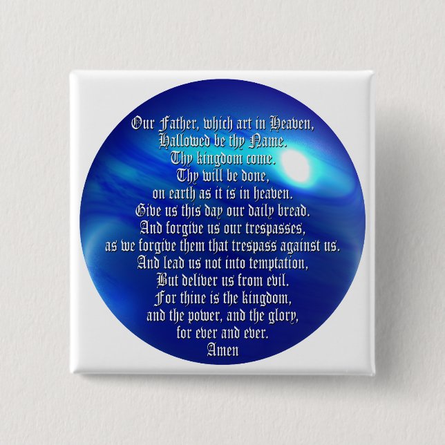 The Lord's Prayer 2 Inch Square Button (Front)