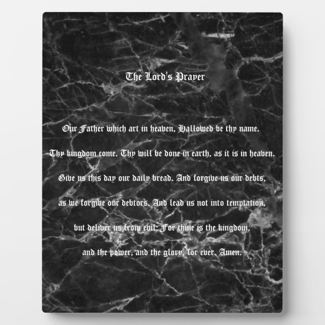THE LORD'S PRAYER BLACK MARBLE LOOK   PLAQUE (Front)