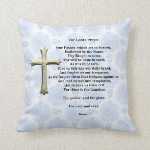 The Lord's Prayer (blue) Throw Pillow