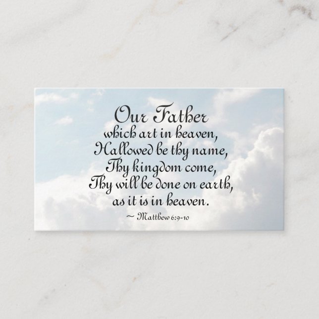 The Lord's Prayer, Matthew 6:9-10 Inspirational Business Card (Front)