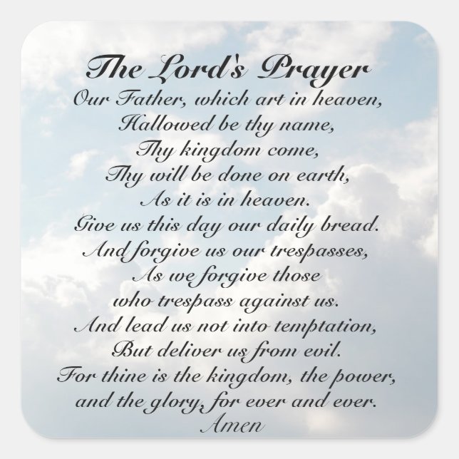 The Lord's Prayer, Matthew 6:9-13 Bible Verse Square Sticker (Front)