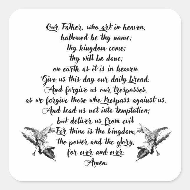 The Lords Prayer Our father Bible Religious Quotes Square Sticker (Front)