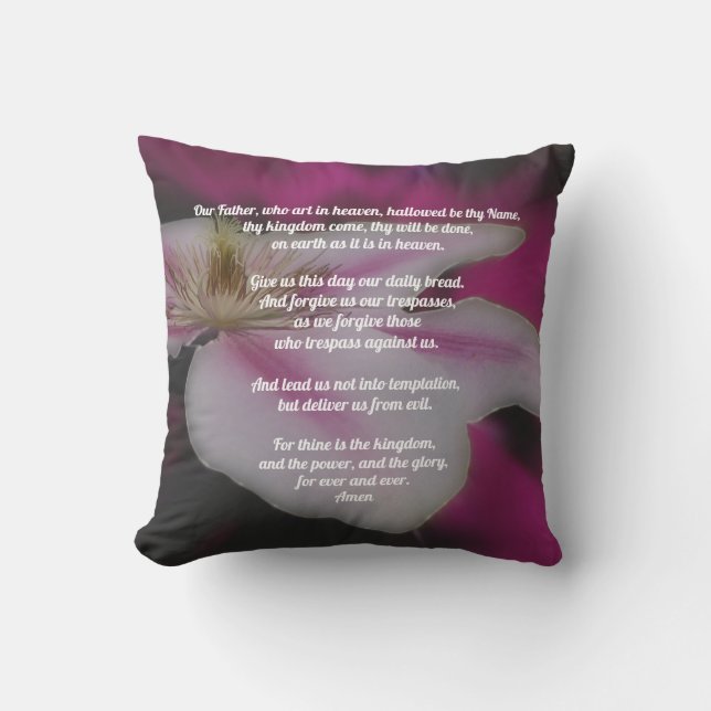 The Lord's Prayer Our Father Clematis    Throw Pillow (Front)
