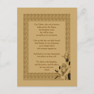 The Lord's Prayer Our Father Rosebud      Postcard