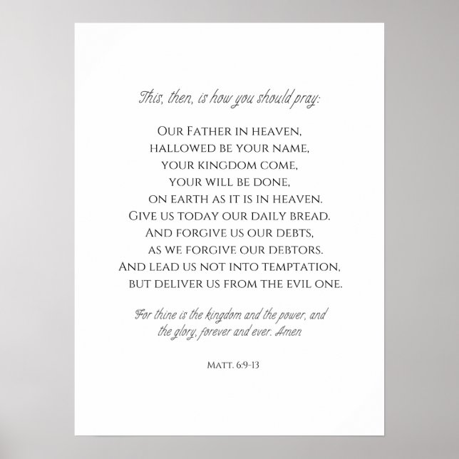 The Lord's Prayer. Poster (Front)