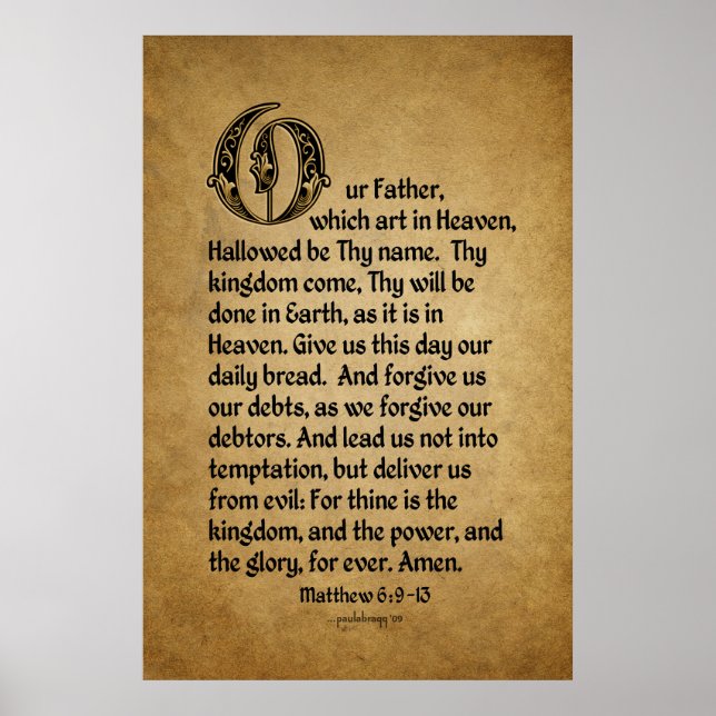 The Lord's Prayer (Scripture: Matthew 6:9-13) Poster (Front)