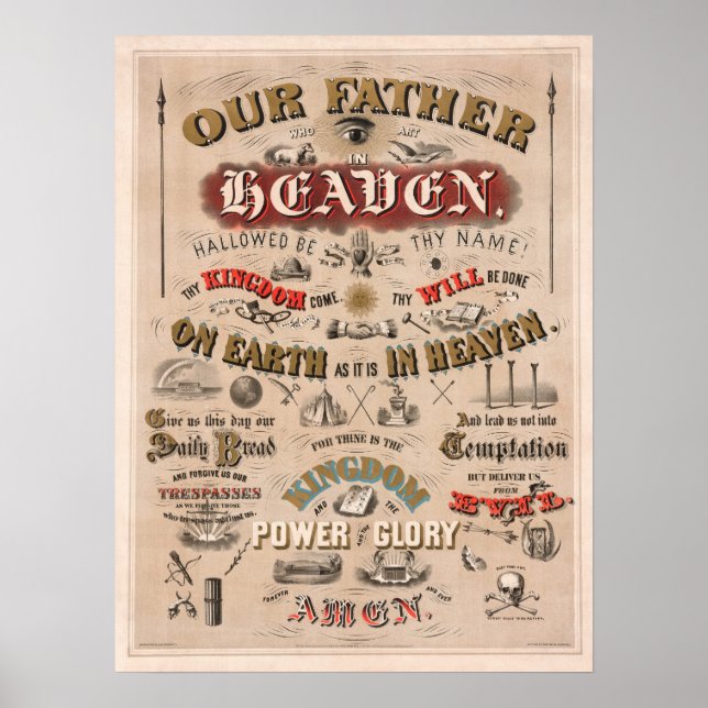 The Lord's Prayer Vintage Illustrated Poster (Front)