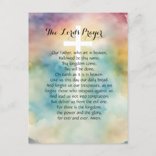The Lord's Prayer Watercolor Cross Postcard