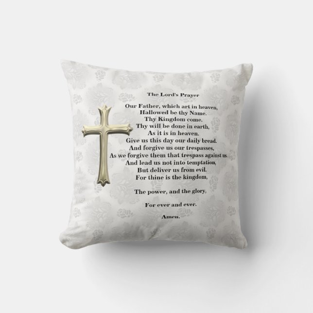 The Lord's Prayer (white) Throw Pillow (Front)