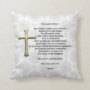 The Lord's Prayer (white) Throw Pillow