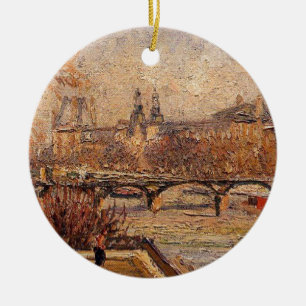 The Louvre, Morning by Camille Pissarro Ceramic Ornament