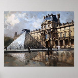 The Louvre Paris France Landscape Art Print Poster
