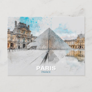 The Louvre Paris Postcard – Vintage Retro Travel