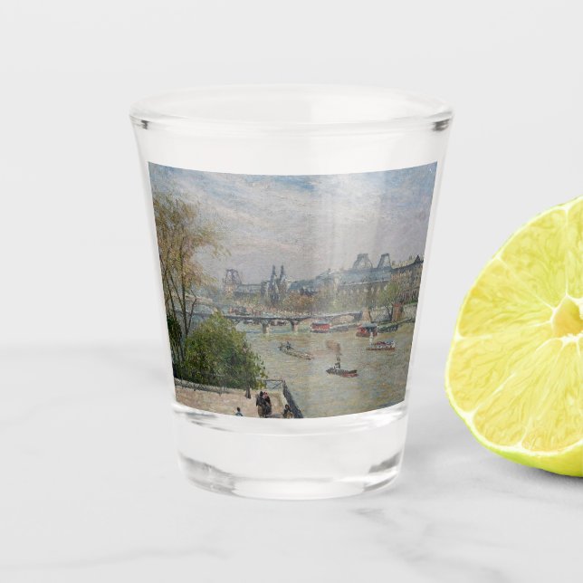 The Louvre, Spring  Camille Pissarro  Shot Glass (Front)