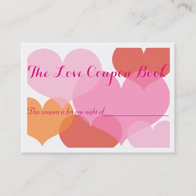 The Love Coupons Book Discount Card (Front)