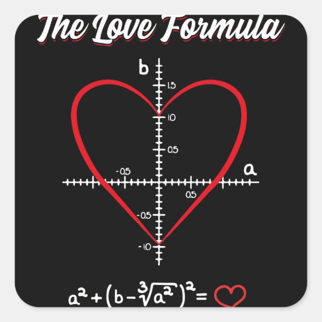 The Love Formula Math Valentine Day Square Sticker (Front)