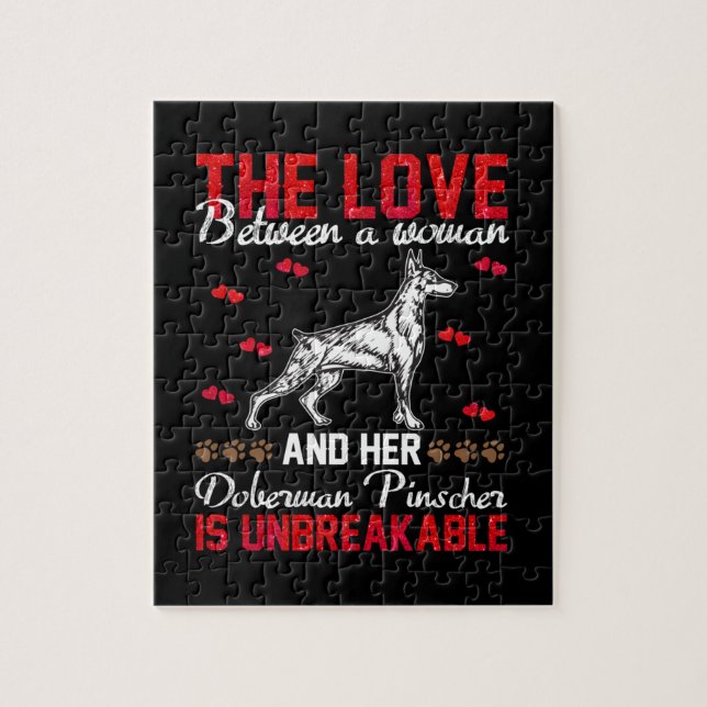 The Love Is Unbreakable Doberman Pinscher Jigsaw Puzzle (Vertical)