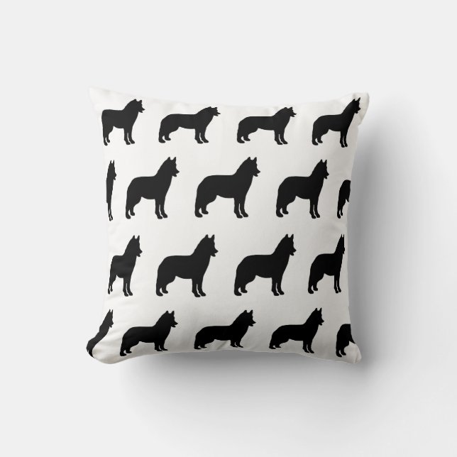 The Love of Siberian Husky Dogs Throw Pillow (Front)