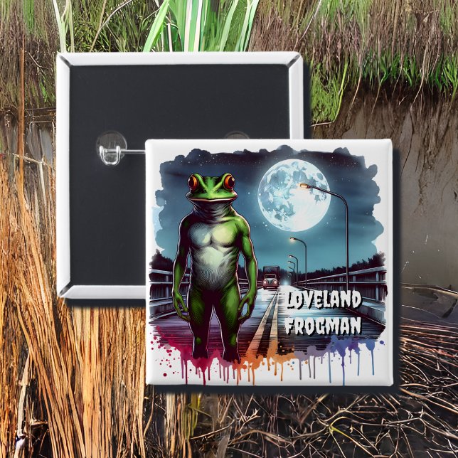 The Loveland Frogman | Ohio Cryptid 2 Inch Square Button (Creator Uploaded)