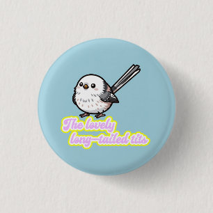 The lovely Long-tailed Tit 1 Inch Round Button