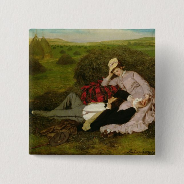 The Lovers, 1870 2 Inch Square Button (Front)