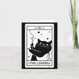 The Lovers Cat Humour Tarot Card Halloween Black
