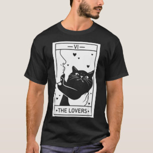 The Lovers Cat Humour Tarot Card Halloween Black T-Shirt