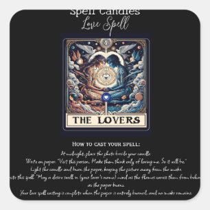 THE LOVERS Ethereal Tarot Love Spell Intentions  Square Sticker