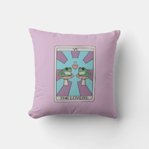 The Lovers Frog Tarot Throw Pillow