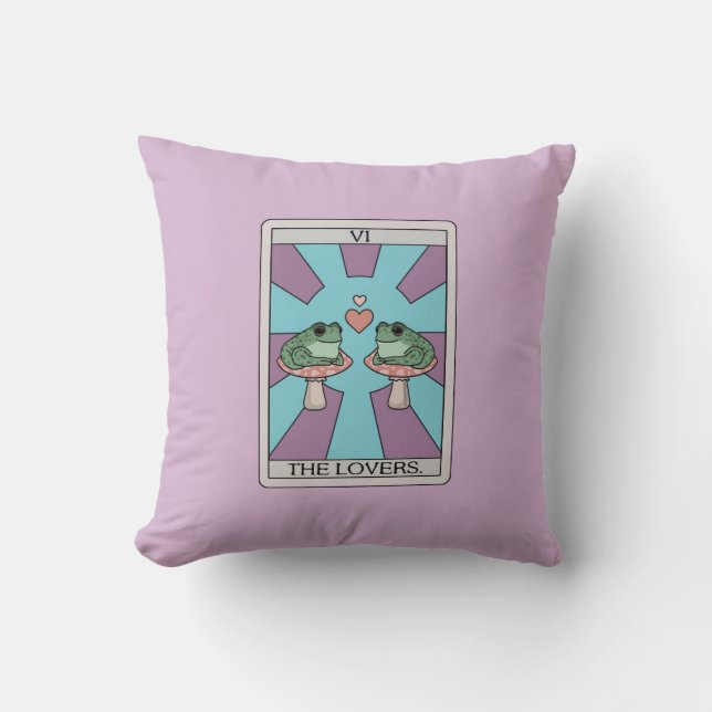 The Lovers Frog Tarot Throw Pillow (Front)