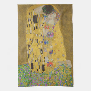 The Lovers Kissing Embrace by Gustav Klimt Kitchen Towel