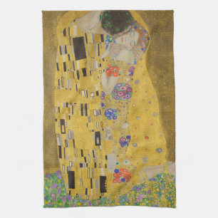 The Lovers Kissing Embrace by Gustav Klimt Kitchen Towel