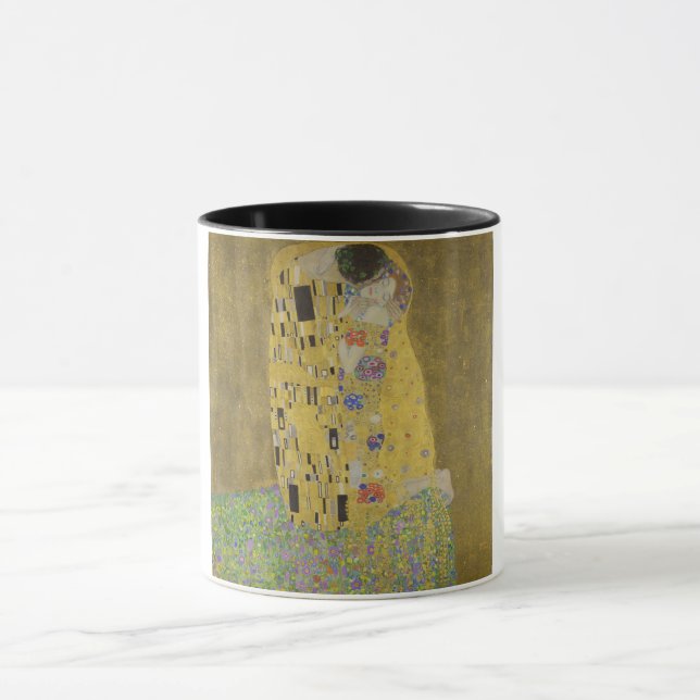 The Lovers Kissing Embrace by Gustav Klimt Mug (Center)