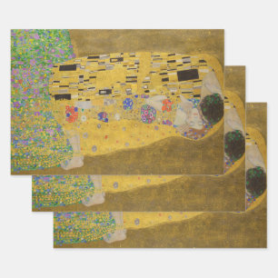 The Lovers Kissing Embrace by Gustav Klimt Wrapping Paper Sheet