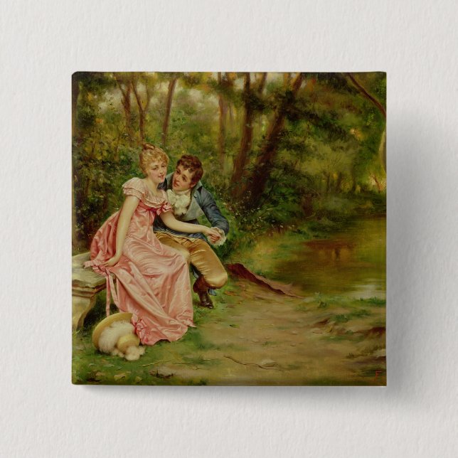 The Lovers (oil on canvas) 2 Inch Square Button (Front)